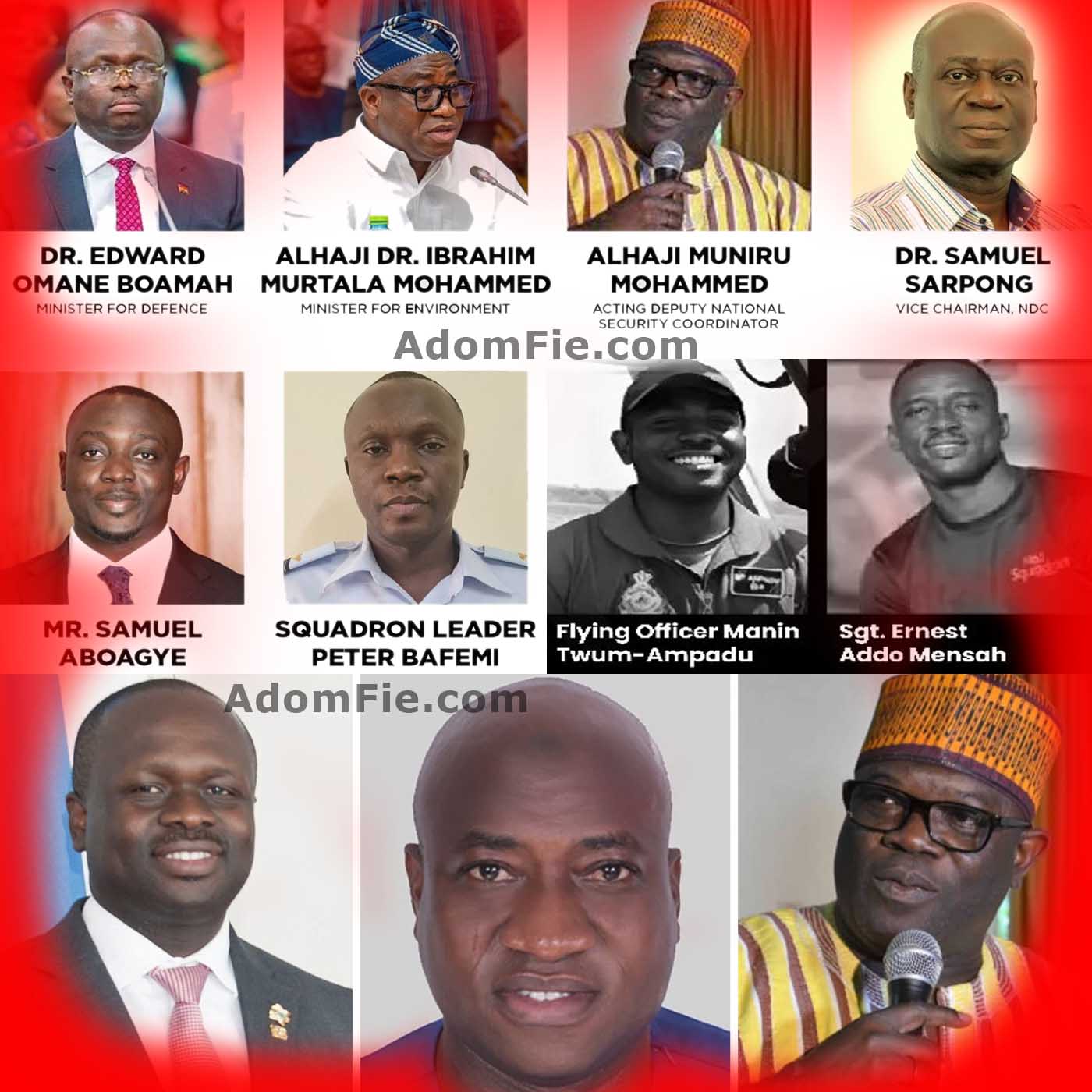 Ghana Military Helicopter Crash, Edward Omane Boamah, Alhaji Ibrahim Murtala Muhammed, Alhaji Muniru Mohammed, Samuel Sarpong, Samuel Aboagye, Peter Bafemi Anala, Ernest Addo Mensah